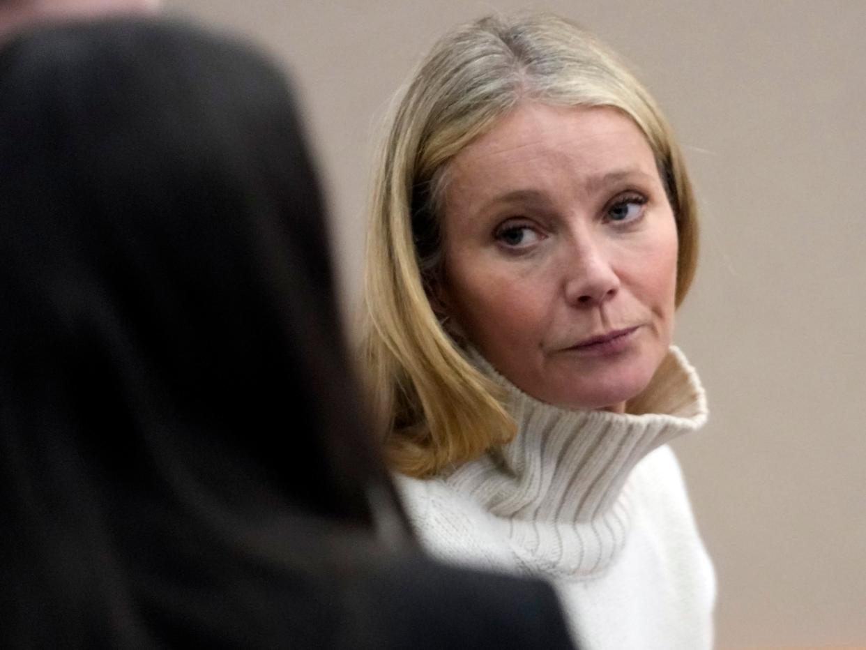 Gwyneth Paltrow looks on before leaving the courtroom in Park City, Utah, on March 21, 2023.