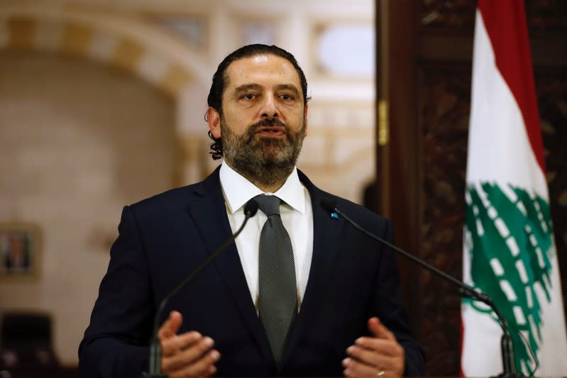 Lebanon's Prime Minister Saad al-Hariri speaks during a news conference in Beirut