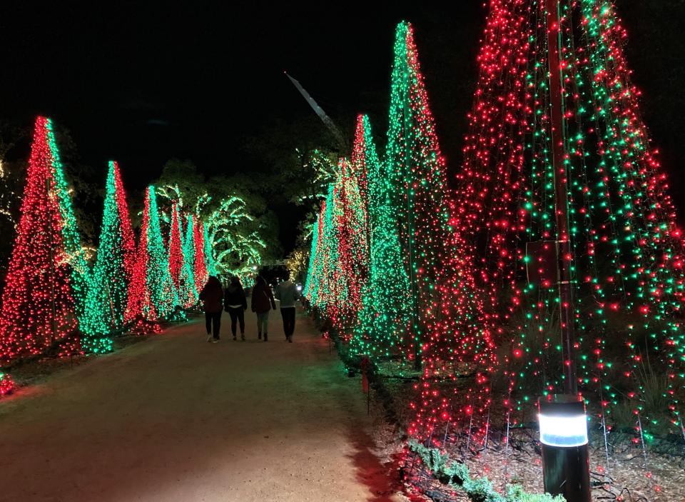 The Redding Garden of Lights features colorful displays containing more than 1 million LED lights inside the McConnell Botanical Gardens at Turtle Bay Exploration Park this holiday season. The light show is open Wednesdays through Sundays, and closed Mondays, Tuesdays, Thanksgiving and Christmas Day.