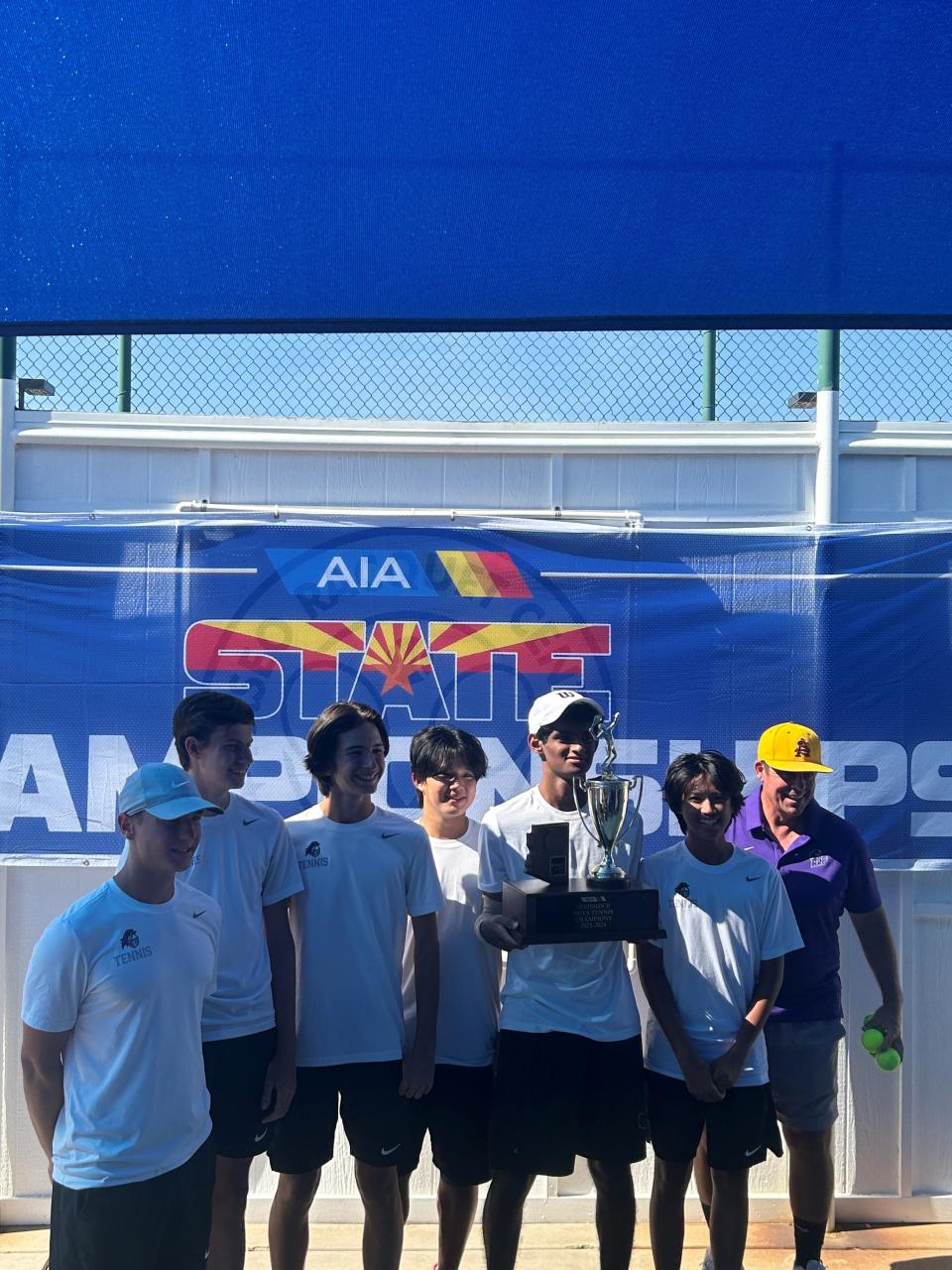 AZ College Prep winning the Division II boys tennis state title, defeating Salpointe Catholic.
