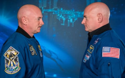 Astronauts Mark, left and Scott Kelly embarked on a groundbreaking experiment looking at genetic impact of spaceflight  - Credit: Robert Markowitz - Nasa 