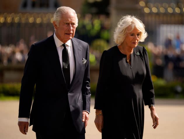 King Charles and Camilla, Queen Consort arrive at Hillsborough Castle in Belfast. (Photo: NIALL CARSON via Getty Images)