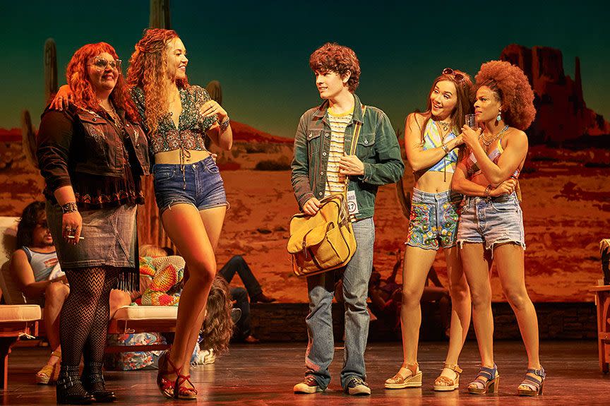 from left katie ladner as sapphire, solea pfeiffer as penny lane, casey likes as william miller, julia cassandra as estrella, and storm lever as polexia almost famous, a world premiere musical with book and lyrics by cameron crowe, based on the paramount pictures and columbia pictures motion picture written by cameron crowe directed by jeremy herrin, with original music and lyrics by tom kitt runs september 13 – october 27, 2019 at the old globe photo by neal preston