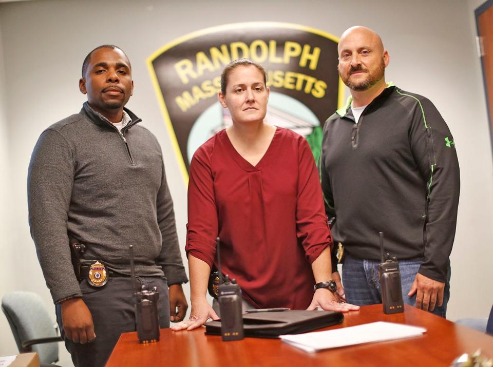 Members of the Randolph Police Department civil rights unit, from left, Detective Christopher Jones, Commander Melisa Greener and Detective Sergeant Jason Fisher.