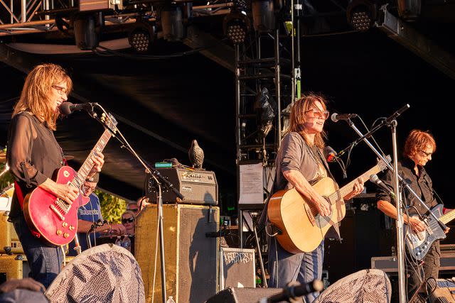 <p>Jason Squires/FilmMagic</p> Kelley Deal, Kim Deal, & Josephine Wiggs of The Breeders performing at Riot Fest in Chicago on Sept. 15, 2023