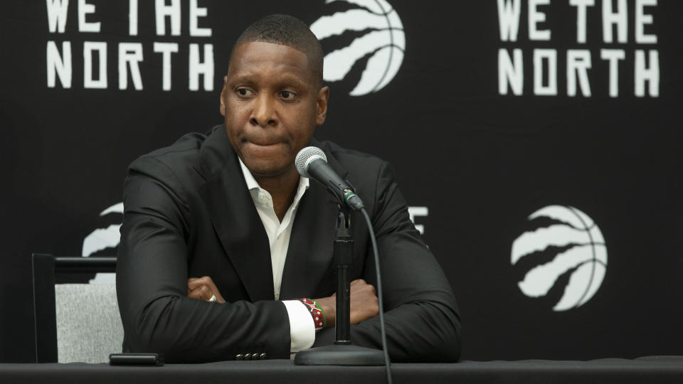 Raptors president Masai Ujiri did his best to break down what many feel was a disappointing trade deadline for the club. (CP Photos)