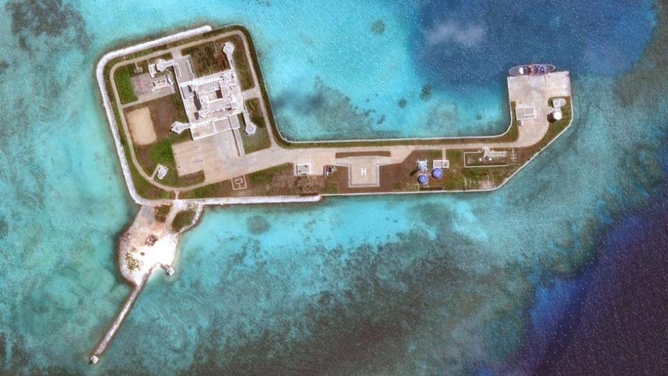 Vista aérea de 2018 de parte de las islas Spratly.