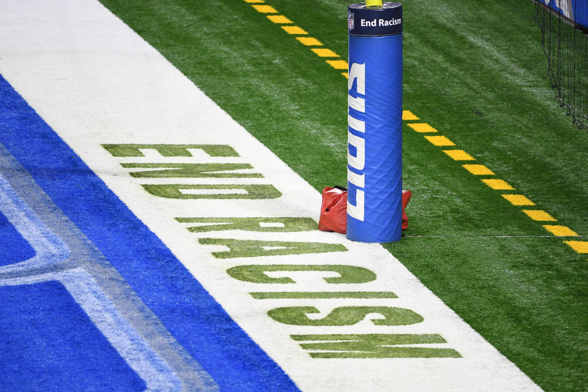 NFL returns social justice helmet decals, end zone stencils