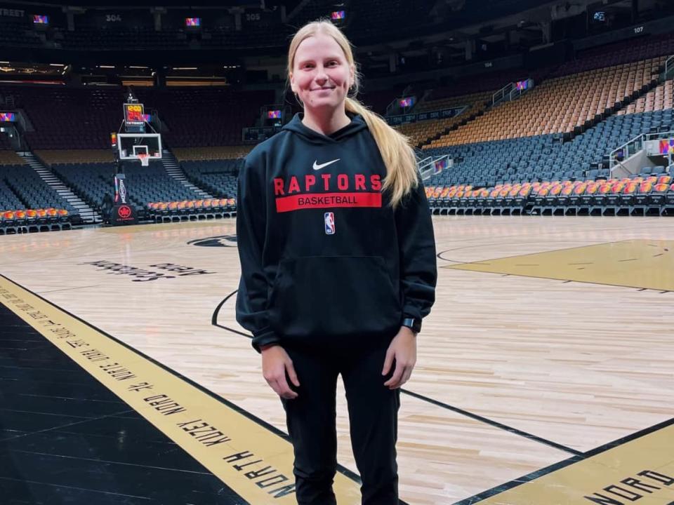 Sudbury's Gabrielle Schwabe landed a 'dream job' with the Toronto Raptors.  (CBC/Markus Schwabe - image credit)