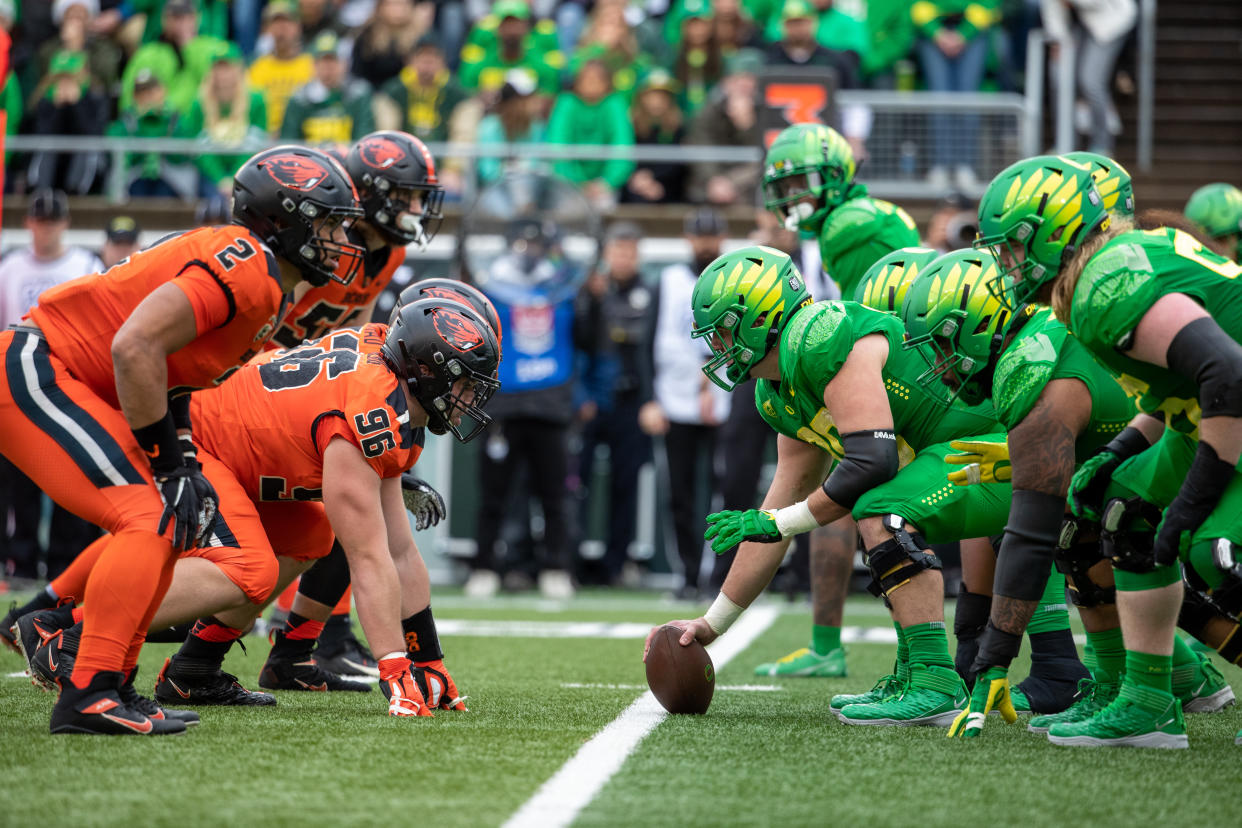 Oregon State could derail Oregon's conference championship and CFP hopes on Saturday in Corvallis. (Tom Hauck/Getty Images)