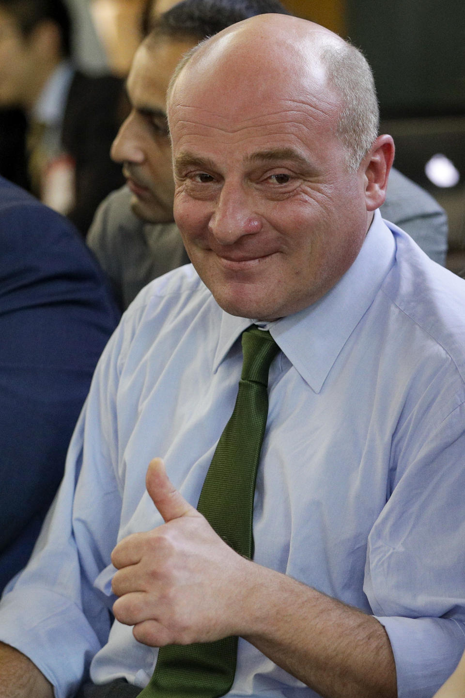 David Kirvalidze from Georgia, one of the candidates for the Director-General position of the FAO (UN Food and Agriculture Organization), gives the thumbs up as he attends a plenary meeting of the 41st Session of the Conference, at the FAO headquarters in Rome, Saturday, June 22, 2019. The new FAO Director-General will be voted on Sunday. (AP Photo/Andrew Medichini)