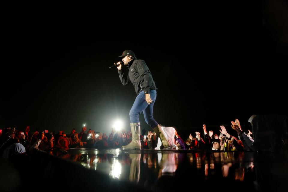 Luke Bryan performs during his Farm Tour in 2018 in Boone.