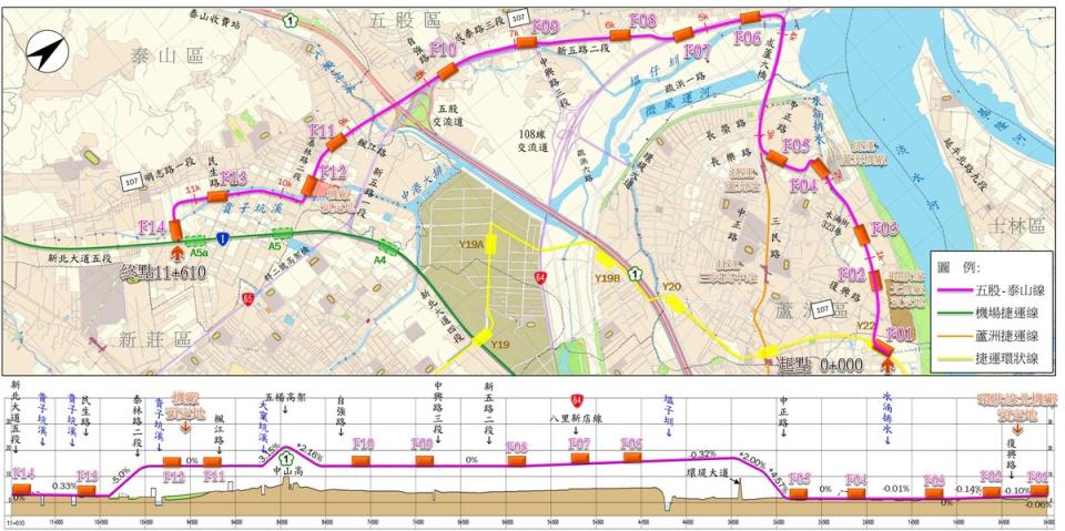 五泰線路線圖。   圖：新北市捷運局提供