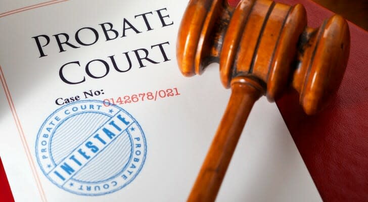 Probate court documents and a gavel