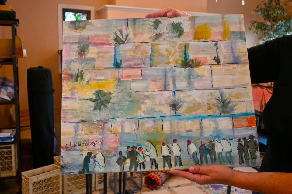 The paintings of ​late actor and San Luis Obispo county resident Nehemiah Persoff were on sale on the virtual auction site, SLO Cal Estate Auctions. One of Persoff’s paintings shows worshipers at the Wailing Wall in Jerusalem.