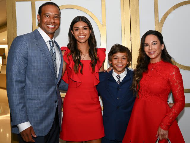 Chris Condon/PGA TOUR Tiger Woods poses with daughter Sam, son Charlie and ex-girlfriend Erica Herman in 2022