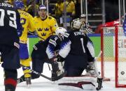 Ice Hockey - 2018 IIHF World Championships - Semifinals - Sweden v USA - Royal Arena - Copenhagen, Denmark - May 19, 2018 - Adrian Kempe of Sweden scores a goal. REUTERS/Grigory Dukor