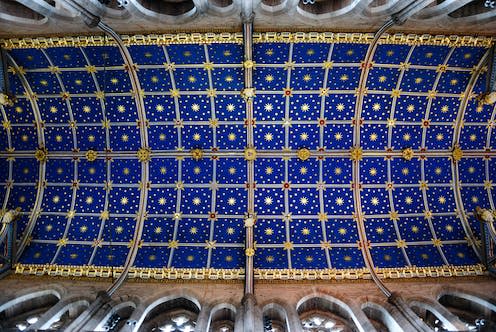 <span class="caption">The 19th-century starry ceiling of Carlisle Cathedral, last painted in 1970.</span> <span class="attribution"><a class="link " href="https://www.shutterstock.com/image-photo/carlisle-uk-august-22-2019-chancel-1961140774" rel="nofollow noopener" target="_blank" data-ylk="slk:Nina Alizada|Shutterstock;elm:context_link;itc:0;sec:content-canvas">Nina Alizada|Shutterstock</a></span>