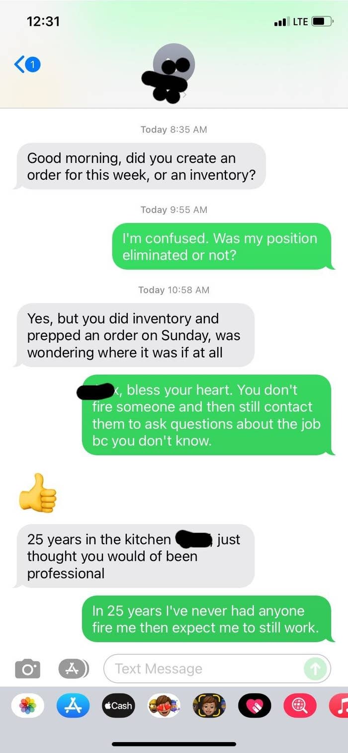 boss saying in 25 years they have never experienced something and getting it turned around on them