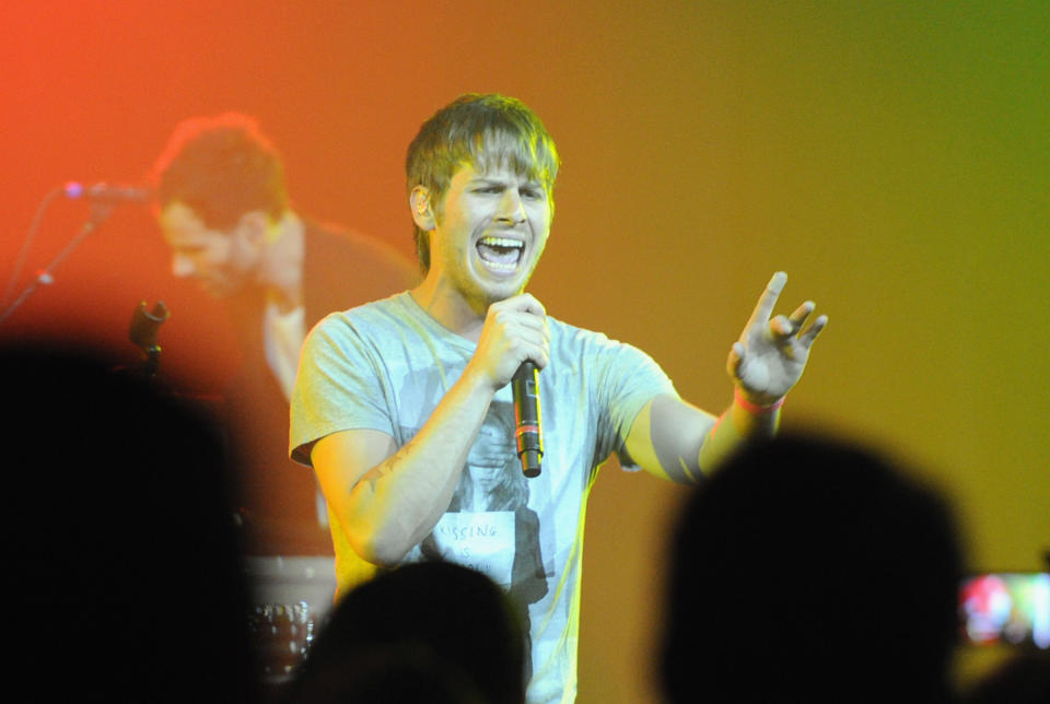 LOS ANGELES, CA - FEBRUARY 09: Musician Mark Foster of Foster the People performs onstage during Tesla Worldwide Debut of Model X on February 9, 2012 in Los Angeles, California. (Photo by Jason Merritt/Getty Images for Tesla)