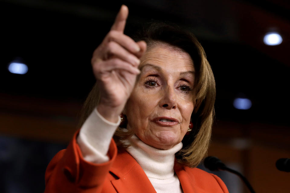 House Minority Leader Nancy Pelosi (D-CA) speaks during her weekly news conference on Capitol Hill in Washington, U.S., November 15, 2018. REUTERS/Yuri Gripas