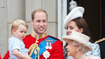 <p>His great-grandmother, Queen Elizabeth, checked in on Prince George while the family watched the event, held every year in honor of her birthday. </p>