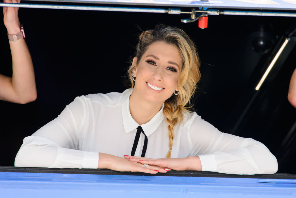 Stacey Solomon has revealed she is having 'weird' thoughts about leaving the house with her newborn [Photo: Getty]