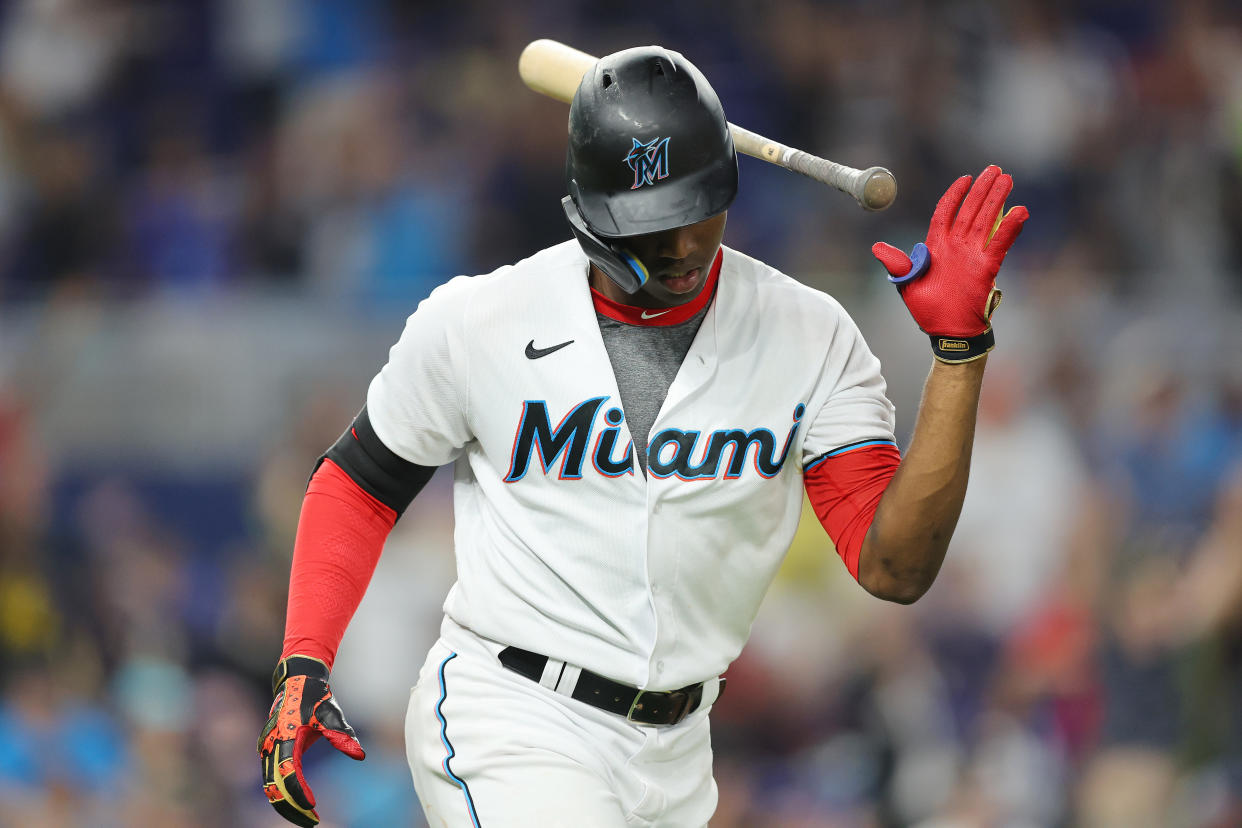 Jesus Sanchez #7 of the Miami Marlins has some fantasy value