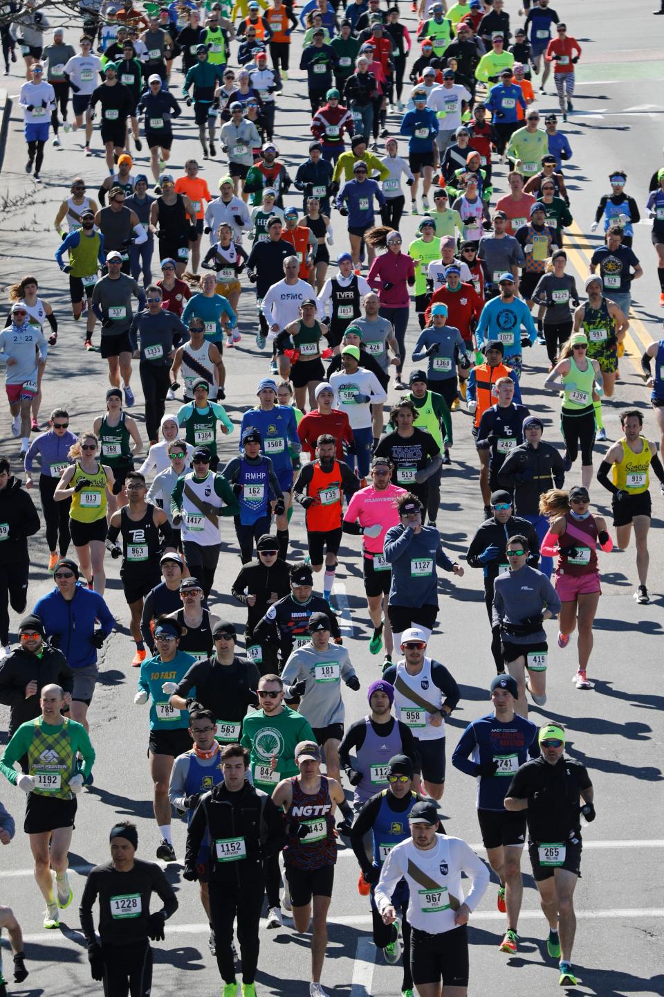 Runners make their way down Pleasant Street during the 2023 New Bedford Half-Marathon.