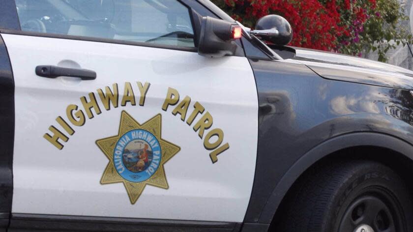 Video appears to show a California Highway Patrol officer shooting a man on the 105 Freeway in Watts on Sunday afternoon. <span class="copyright">(Los Angeles Times)</span>