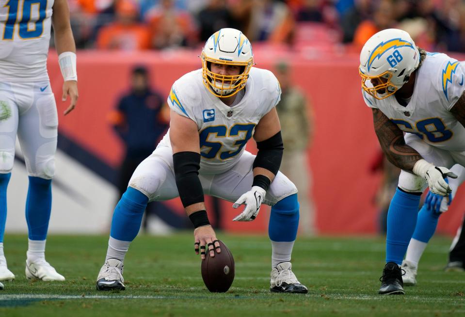 Center Corey Linsley played in 99 games with Green Bay before signing with the Chargers.