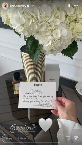 <p>chloe fineman/instagram</p> Chloe Fineman shows note from Celine