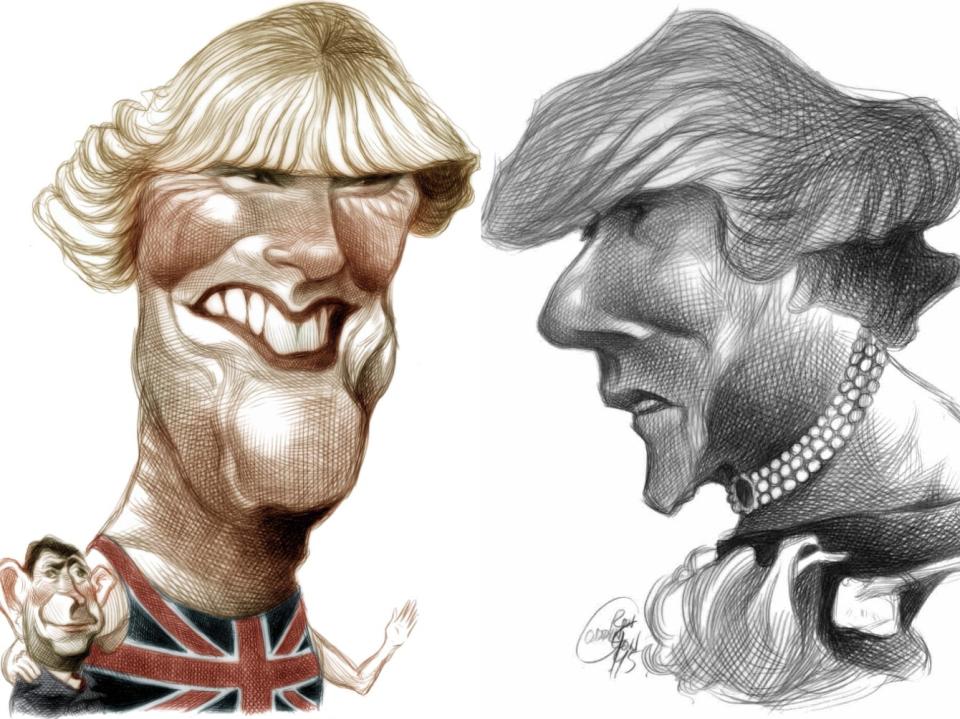 Caricatures of Camilla Parker Bowles in the mid-1990s.