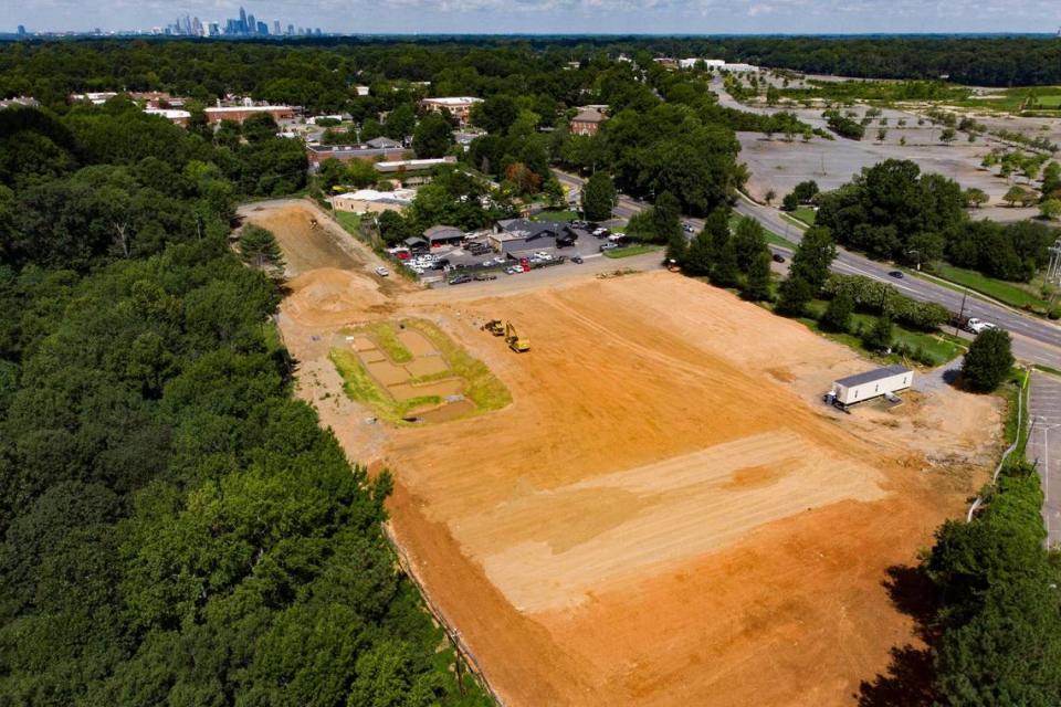 This six-acre site will soon be a 128-unit apartment project. Located in the 5800 block of Albemarle Road, the project sits across the street from the old Eastland Mall site.