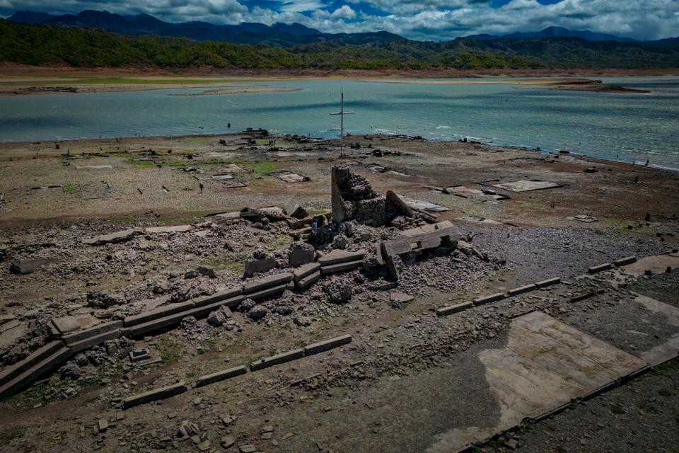 An aerial view of the old sunken town of Pantabangan in Nueva Ecija province, Philippines, on Sunday (Getty)