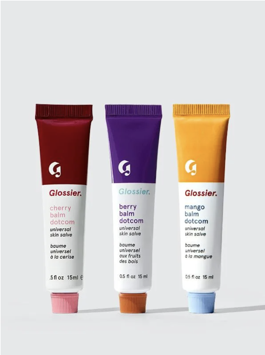 <p><strong>Glossier</strong></p><p>glossier.com</p><p><strong>$24.00</strong></p><p><a href="https://fave.co/3oQiRin" rel="noopener" target="_blank" data-ylk="slk:Shop Now;elm:context_link;itc:0;sec:content-canvas" class="link ">Shop Now</a></p><p>There are classic products and then there's Glossier's Balm Dotcom Trio. No need for a detailed explanation, these multipurpose glosses speak for themselves.</p>