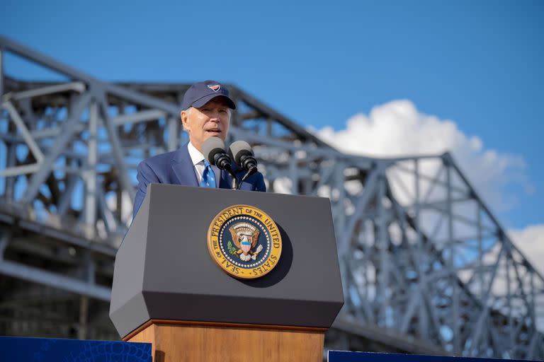 El presidente de Estados Unidos, Joe Biden, dando una conferencia de prensa