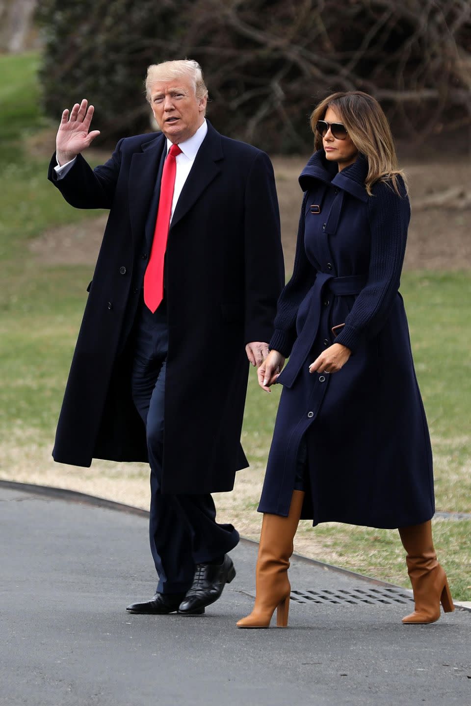 The couple weren't particularly touchy-feely as they headed to Marine One last week. Photo: Getty