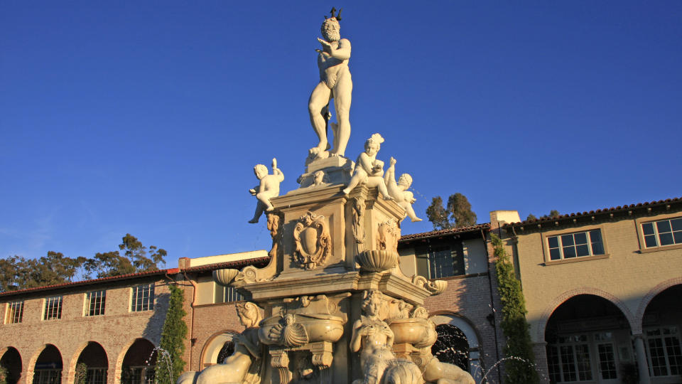 Neptune Statue in Malaga Cove Plaza in Palos Verdes, Los Angeles - Image.