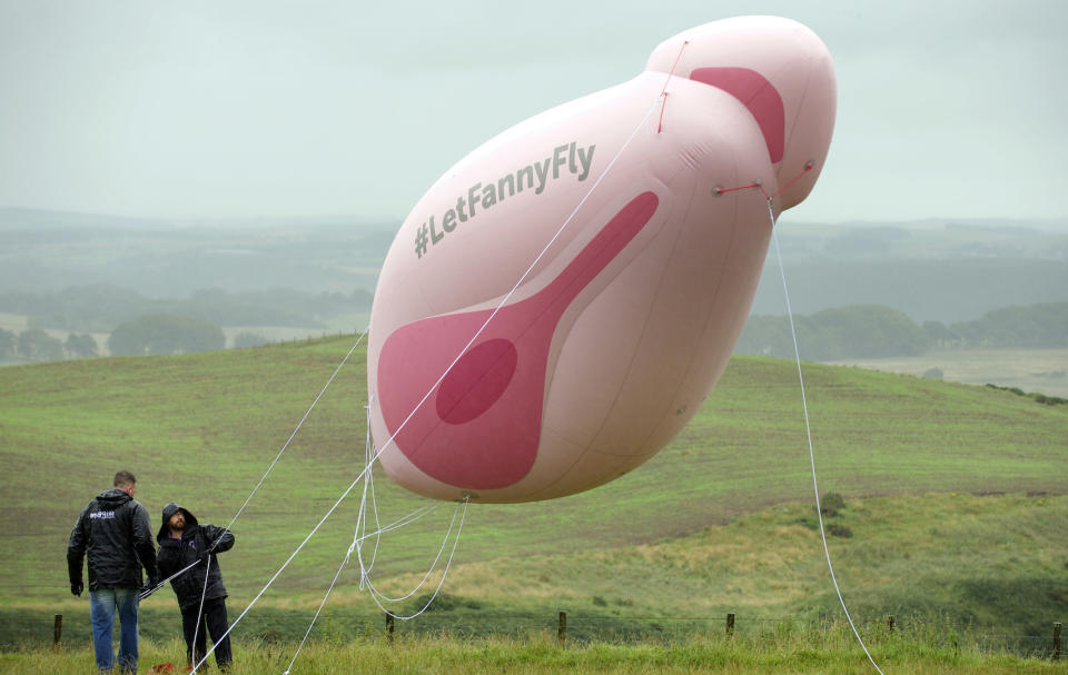 Elvie has launched a campaign to fly a giant vagina inflatable over Edinburgh [Photo: PA]