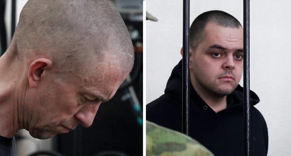 Aiden Aslin, 28, and Shaun Pinner, 48, were sentenced to death by a pro-Russian court. (AP)