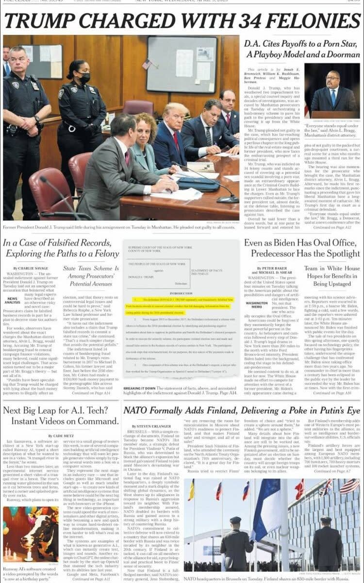 The New York Times front page 