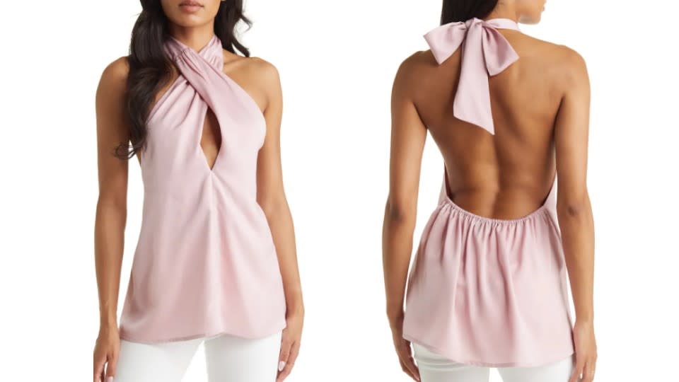 VICI Collection Satin Crossover Halter Neck Top - Nordstrom, $23 (originally $58)