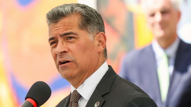 PHOTO: Xavier Becerra, Secretary of the Department of Health and Human Services, speaks during a press conference on the kickoff of 988, a national mental health hotline in Philadelphia, July 15, 2022. (Heather Khalifa/AP)
