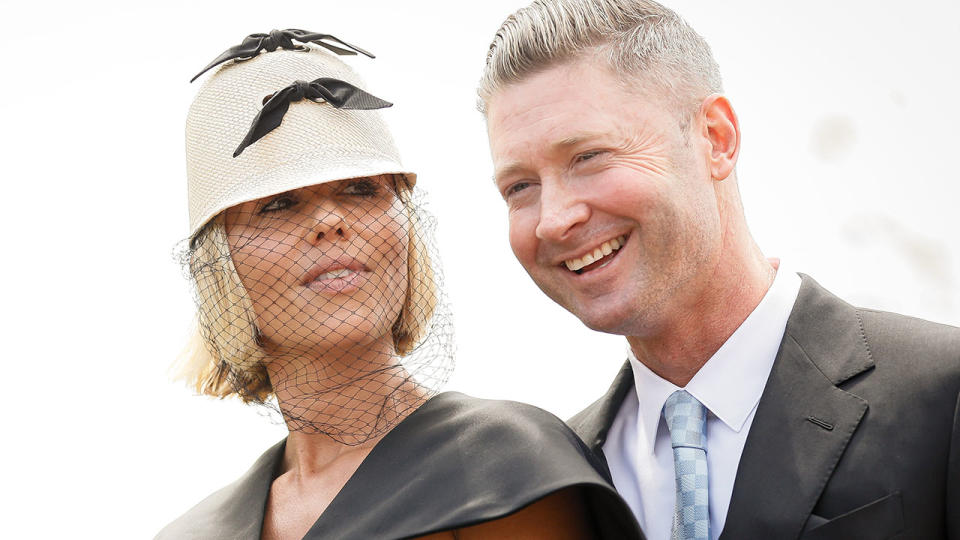 Pip Edwards and Michael Clarke, pictured here at Everest Race Day in October.