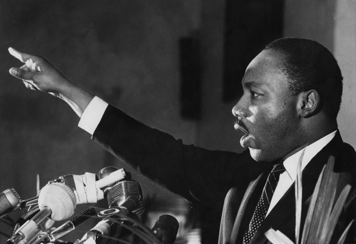 Dr. Martin Luther King Jr. speaks at Greater St. James AME Church in Louisville, Kentucky, on the subject of open housing legislation, on May 3, 1967. Charles Fentress Jr./The Courier-Journal-USA TODAY NETWORK