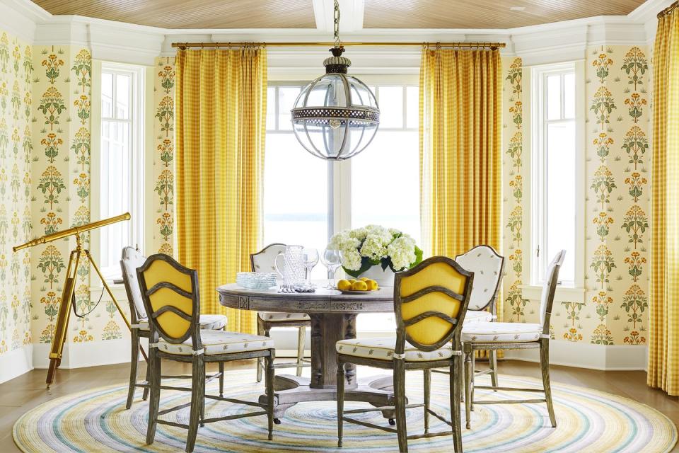 <p>Enliven any room with panels of vibrant patterned wallpaper, and then keep the bright and cheery vibe alive with matching curtains, table linens, and decorative accessories. </p>