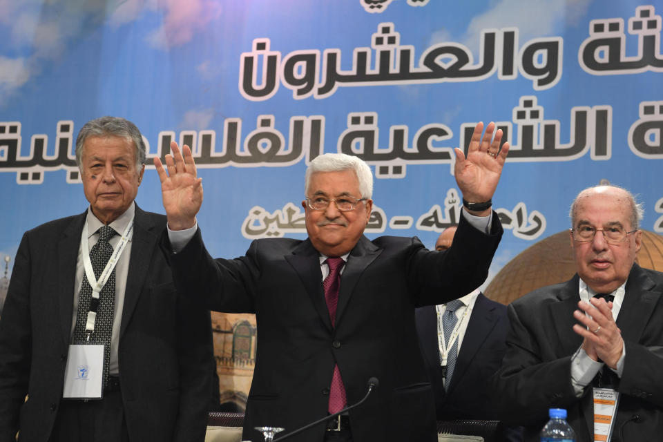 Palästinenserpräsident Abbas teilte vor dem Nationalrat vor allem gegen “die Juden” an sich aus (Bild: Palestinian President Office via Reuters)