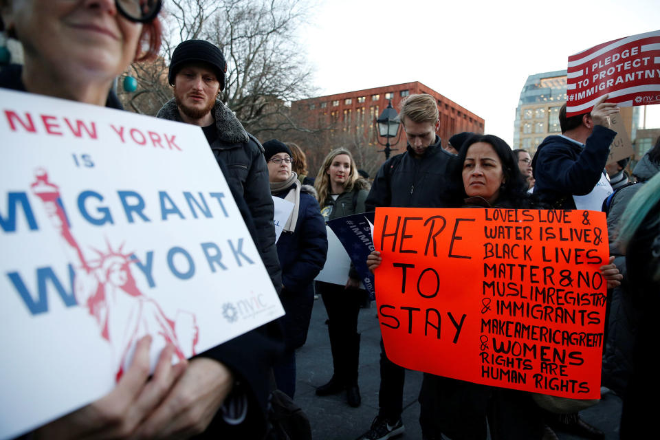 Anti-Trump protesters rally for Muslim and immigrant rights