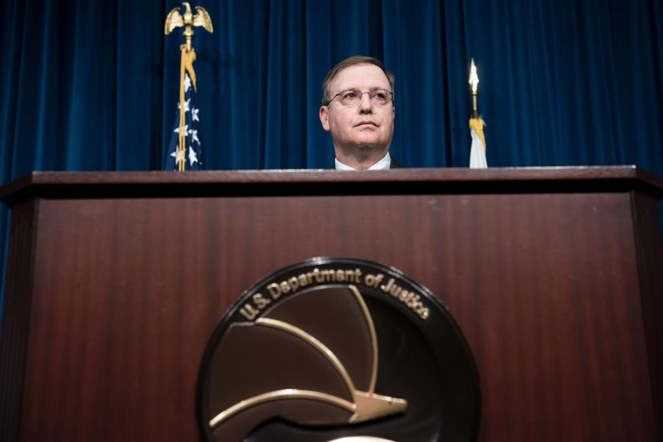 Acting Drug Enforcement Administration Administrator Chuck Rosenberg speaks about fentanyl at&nbsp;DEA headquarters on June 6. (Photo: BRENDAN SMIALOWSKI via Getty Images)